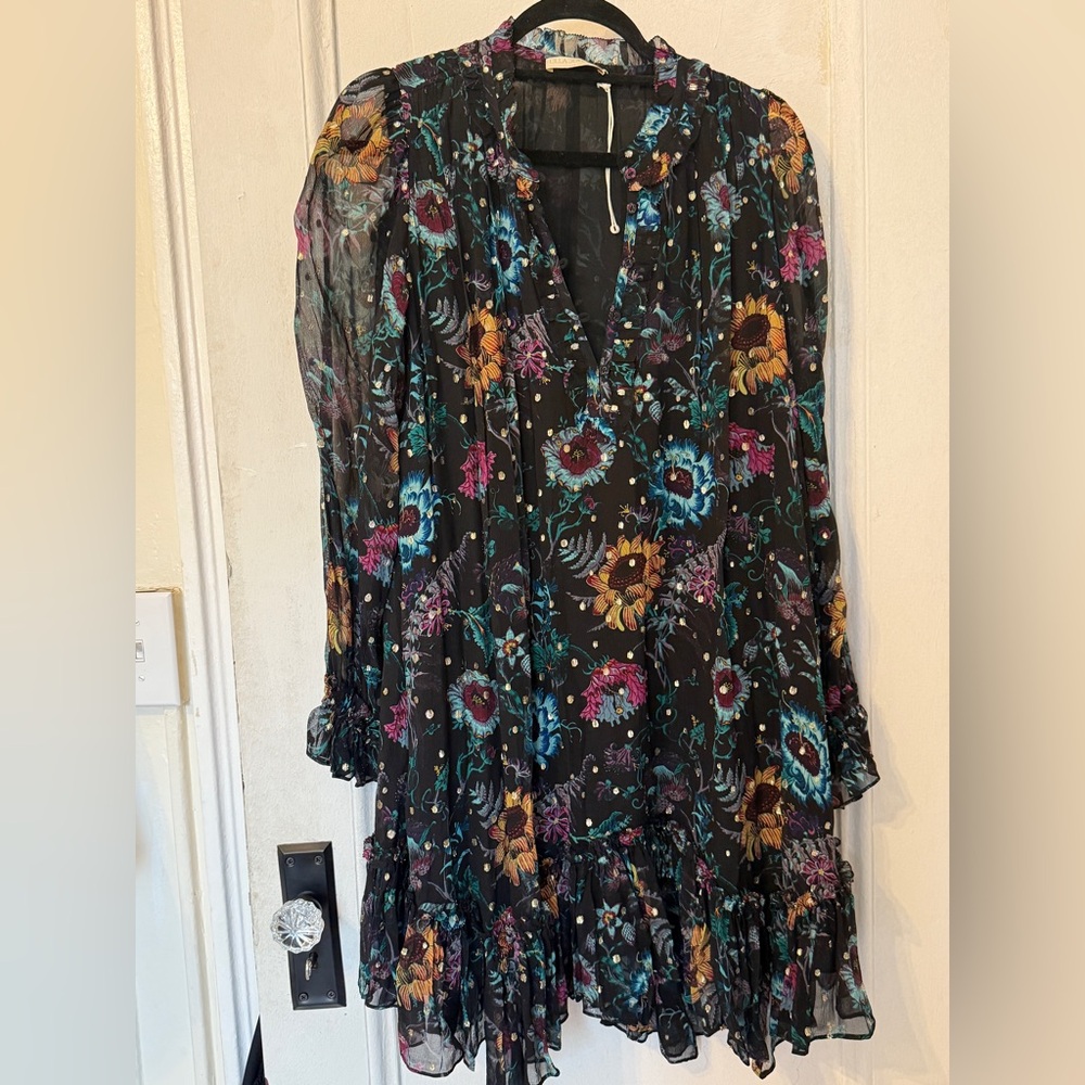 Ulla Johnson Anais Dress in Black Iris,  Size 4,  Silk  New without tags - Picture 4 of 6
